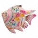 Poisson lanterne décoratif avec porte bougie, composition 100 % métal intérieur extérieur, Rose, longueur 27 cm