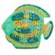 Poisson lanterne décoratif avec porte bougie, composition 100 % métal intérieur extérieur, Vert, longueur 43 cm