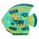 Poisson lanterne décoratif avec porte bougie, composition 100 % métal intérieur extérieur, Vert, longueur 19 cm