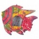 Poisson lanterne décoratif avec porte bougie à suspendre, 100 % métal intérieur extérieur, Rose, longueur 36 cm