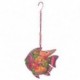Poisson lanterne décoratif avec porte bougie à suspendre, 100 % métal intérieur extérieur, Rose, longueur 17 cm