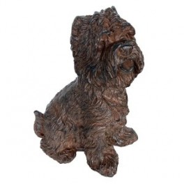 Statue Shih Tzu en magnésie, intérieur et extérieur, ambré et marron, hauteur 36 cm