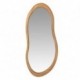 Miroir design, forme arrondie irrégulière, encadrement bois massif exotique, hauteur 100 cm