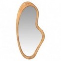 Miroir design, forme arrondie irrégulière, encadrement bois massif exotique, hauteur 100 cm