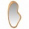 Miroir design, forme arrondie irrégulière, encadrement bois massif exotique, hauteur 100 cm