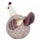 Poule fantaisie, couleurs et motifs rétros, résine et métal, Collection Paulette, hauteur 20 cm
