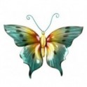 Déco murale, papillon en métal, Collection Raiatea, Rose, jaune, gris, longueur 33 cm