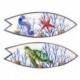 Set 2 décorations murales, Planches de surf Mer, Hippocampe et tortue marine, 40 x 14 cm