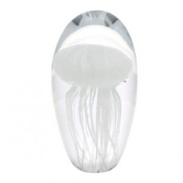 Sulfure Presse-papier Méduse blanche, forme ovale et hauteur 16 cm