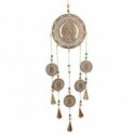 Suspension mobile Bouddha, mandala et accessoires en bois, clochettes en étain, zen et boho, H 92,5 cm