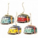 Set 4 suspensions ludiques, van combi, plage et surf, 4 modèles différents, longueur 10 cm