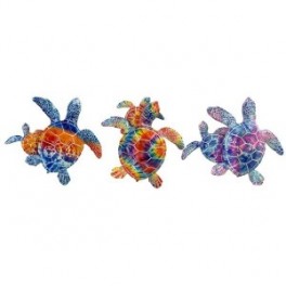 Set 3 figurines Tortues marines à poser, Motifs colorées, Collection Tropik, longueur 12 cm