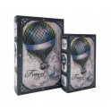 Set 2 Boites Livres : Voyage en montgolfière, Bleu, Hauteur 27 cm