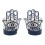 Set 2 Bougeoirs et Photophores, Mod Main de Fatima, Métal et Verre, H 14 cm
