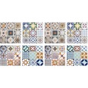 Set 8 sous-bocks Rétro, Motifs Carreaux de Ciment 3, H 11 cm