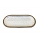 Plateau Ovale manguier et résine, Ecailles nacrées Blanches, L 38 cm