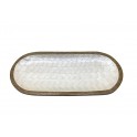 Plateau Ovale manguier et résine, Ecailles nacrées Blanches, L 38 cm