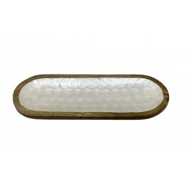 Longue planche de service, Bois de Manguier et Thème Olives. L 49 cm