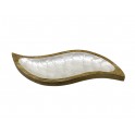 Plateau Feuille en manguier et résine, Ecailles nacrées Blanches, L 28 cm