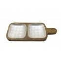 Plateau apéritif 2 compartiments, Ecailles nacrées Blanches, L 34 cm