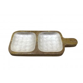 Longue planche de service, Bois de Manguier et Thème Olives. L 49 cm