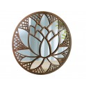 Déco Murale Zen, Fleur de Lotus stylisé en métal et Miroir, Diam 30 cm