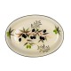 Grand Plateau ovale en bois de paulownia, forme originale et céruse beige blanchie, longueur 45 cm