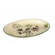 Grand Plateau ovale en bois de paulownia, forme originale et céruse beige blanchie, longueur 45 cm