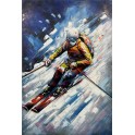 Tableau sur Bois & Métal 3D : Descente tout schuss, H 120 cm