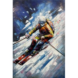 Tableau en Métal 3D : Descente tout schuss à Wengen, H 120 cm