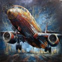 Tableau sur Bois & Métal 3D XL : L'avion quadrimoteur, L 140 cm