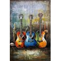 Tableau sur Bois & Métal 3D : La Guitare type Gibson, L 120 cm