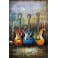Tableau Métal 3D : Trois guitares et partition colorés, Longueur 120 cm