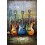 Tableau Métal 3D : Trois guitares et partition colorés, Longueur 120 cm