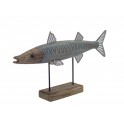Décoration Résine : Poisson exotique doré sur socle. L 26 cm