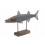 Déco Poisson : Barracuda Bleu et Marron sur Socle, Bois recyclé, L 33 cm