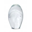 Sculpture Sulfure et Presse Papier en Verre, Méduse Transparente et Bulles, H 9 cm