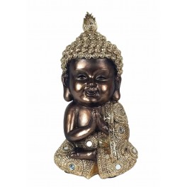 Statuette Bouddha XL : Modèle White & Gold, H 51 cm