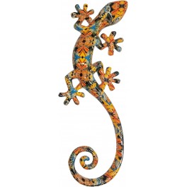 Déco Murale : Set 2 lézards Multicolores, Coll Zanzibar 2, H 26 cm