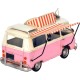 Van Combi Miniature en Fer, Modèle Auvent et Voyage, Rose, L 27 cm