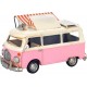 Van Combi Miniature en Fer, Modèle Auvent et Voyage, Rose, L 27 cm