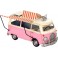 Van Combi Miniature en Fer, Modèle Auvent et Voyage, Rose, L 27 cm