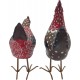 Set Poule et Coq, Modèle Noir et Fleuri en Résine, Collection Drawing Art, H 28 cm