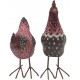 Set Poule et Coq, Modèle Noir et Fleuri en Résine, Collection Drawing Art, H 28 cm