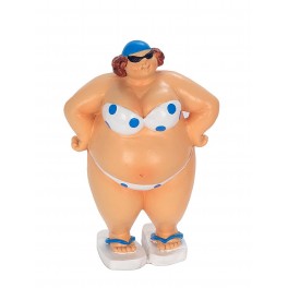 Figurine Bord de Mer : Baigneuse Ronde en Bikini et Tongs, Hauteur H 13 cm