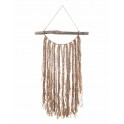 Décoration murale balinaise à suspendre, Bois flotté et Raphia, H 65 cm